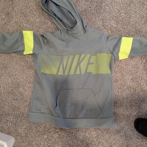 Nike Kids Hoodie in Gray with Neon Yellow Accents